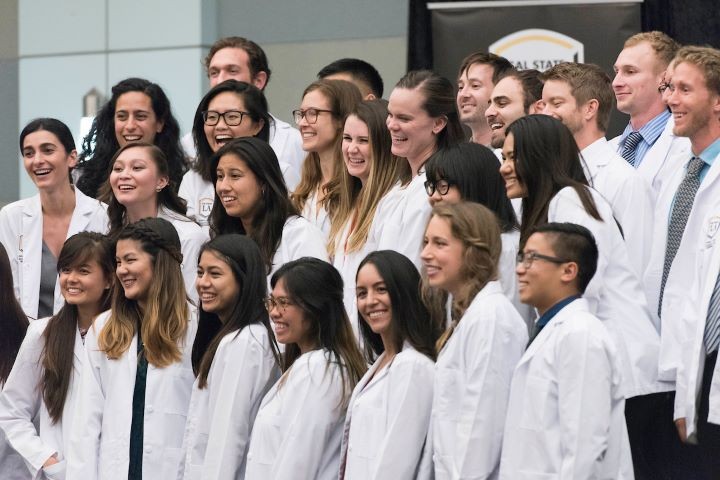 Nursing students at a white coat ceremony. 